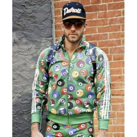 Rare Jeremy Scott x Adidas Green Billiards Track Jacket Pool Balls 2012 - Picture 15 of 15